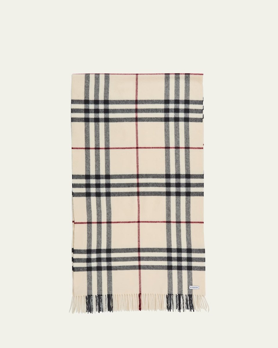 Washed Giant Check Cashmere Scarf